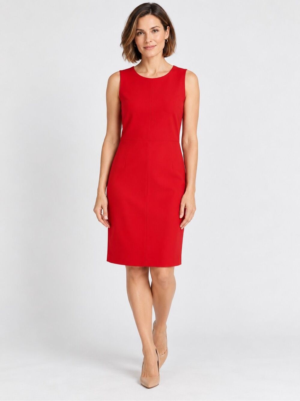 NWT Boden Red Stretch Jersey Sleeveless Sheath Career Dress Size 10